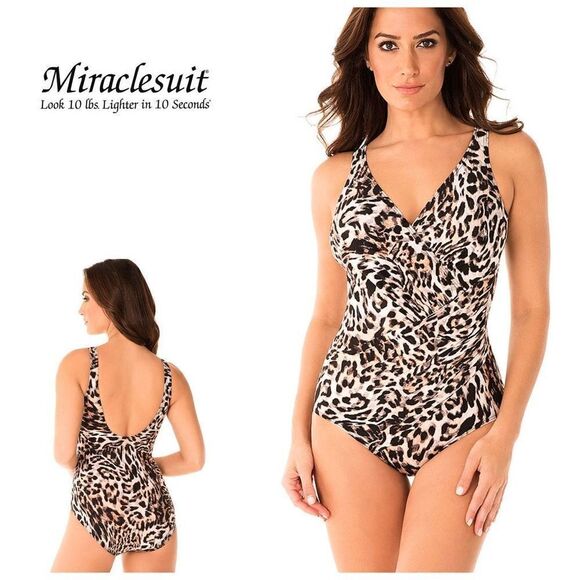 New Miraclesuit animal print one piece. Size 12. Retails $166 - Picture 1 of 9